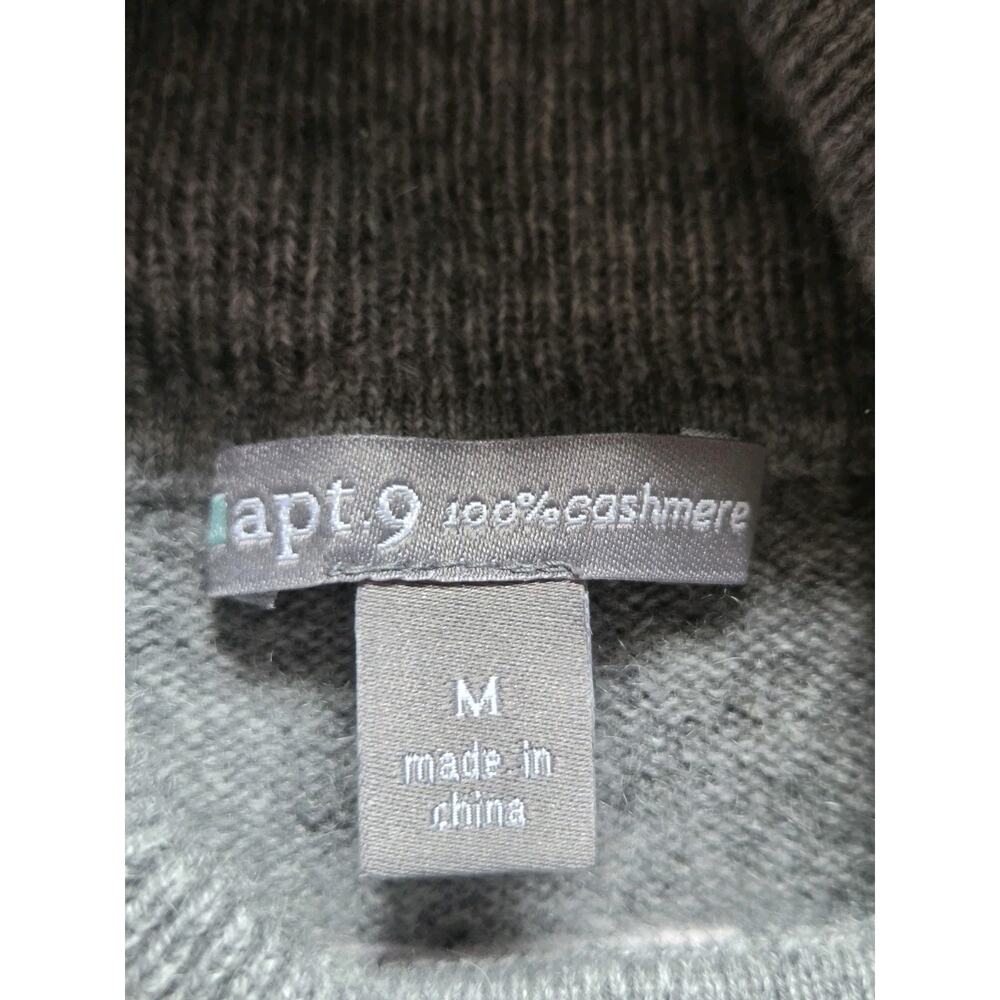 Apt 9 100% Cashmere Sweater M Gray Pink Argyle Turtleneck Quiet Luxury Preppy - Picture 4 of 8